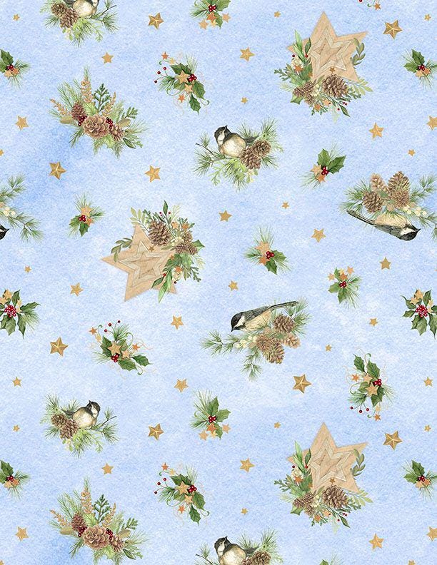 Let It Snow Man 5 Karat Crystals, Wilmington Prints 899-508, Precut 5" Blue White Gray Christmas Winter Snowman Fabric Squares Charm Pack