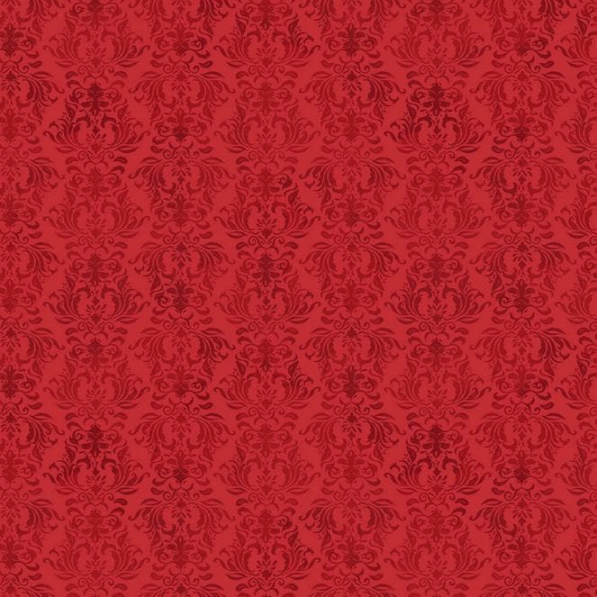 Cardinal Charm - Red Damask Cotton Fabric, Wilmington Prints 39934-333, Red Tonal Christmas Blender Fabric, By the Yard