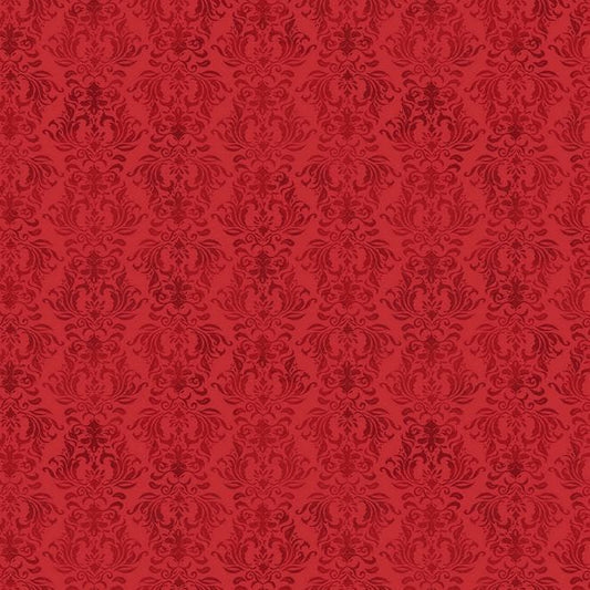 Cardinal Charm - Red Damask Cotton Fabric, Wilmington Prints 39934-333, Red Tonal Christmas Blender Fabric, By the Yard