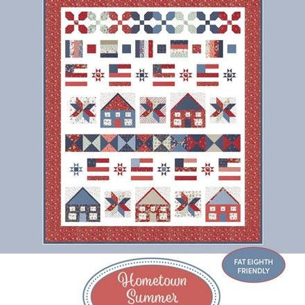 Hometown Summer Row Quilt Pattern, Quilting Life Designs QLD284, F8 Fat Eighths Friendly Patriotic Lap Throw Quilt Pattern, Sherri McConnell