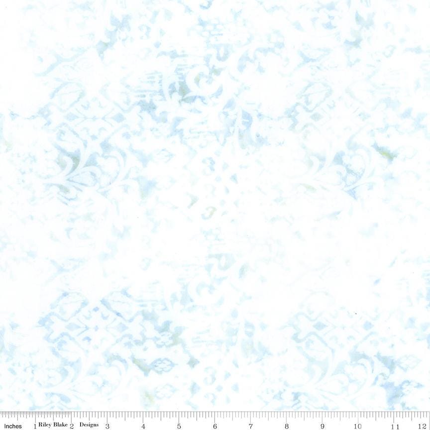 Expressions Batiks Porcelains - Pastel Blue Off White Batik Fabric, Riley Blake BT23453-270 Confetti Cake, By the Yard