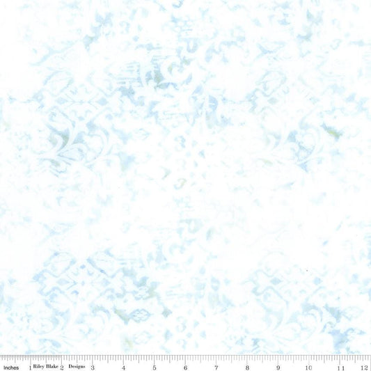 Expressions Batiks Porcelains - Pastel Blue Off White Batik Fabric, Riley Blake BT23453-270 Confetti Cake, By the Yard