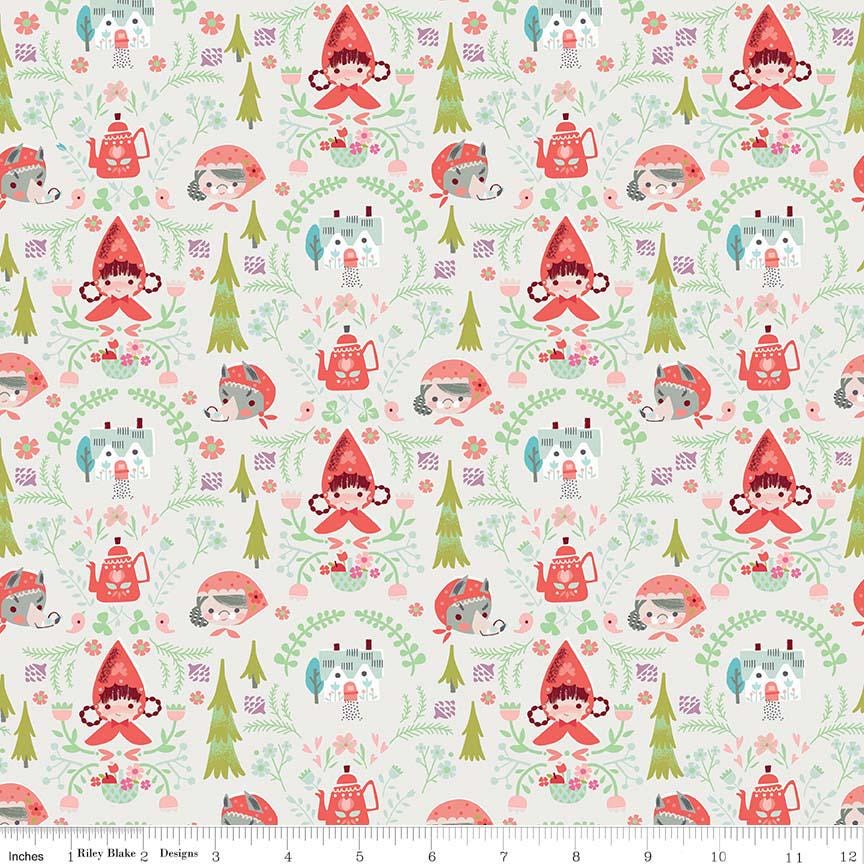 Little Red in the Woods 5" Stacker, Riley Blake 5-8080-42, 5" Precut Pink Mint Blue Little Red Riding Hood Fairy Tale Fabric