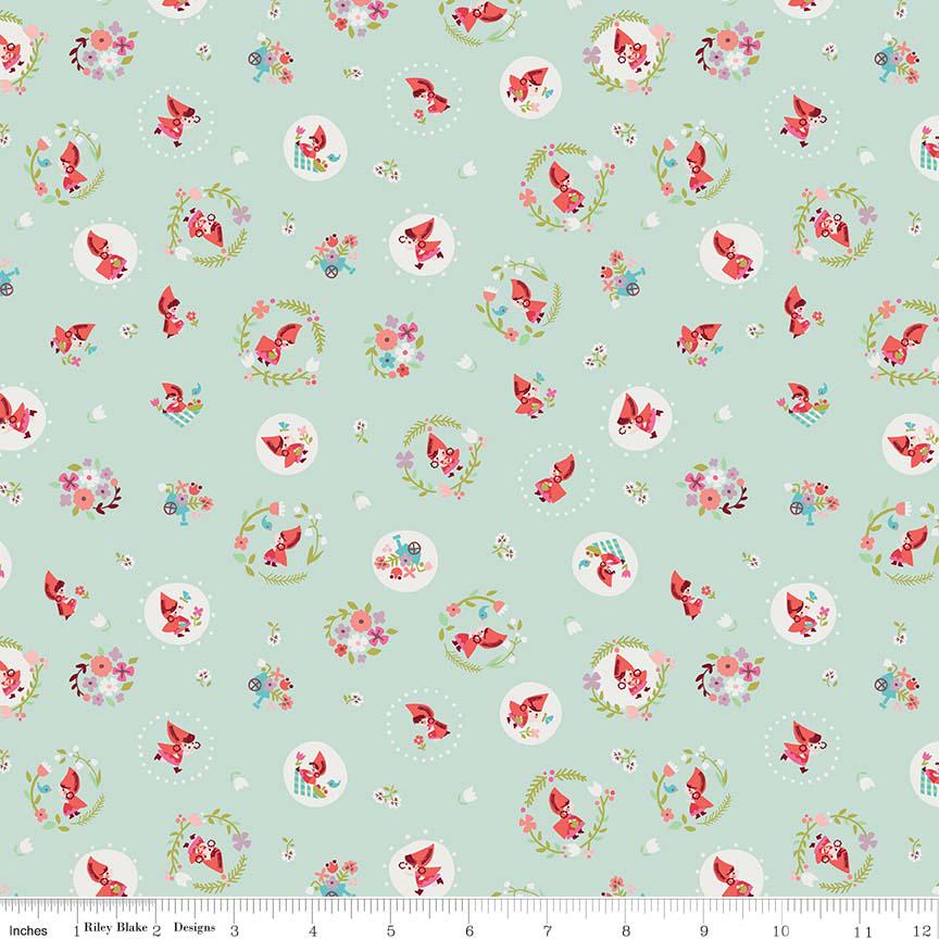 Little Red in the Woods 5" Stacker, Riley Blake 5-8080-42, 5" Precut Pink Mint Blue Little Red Riding Hood Fairy Tale Fabric