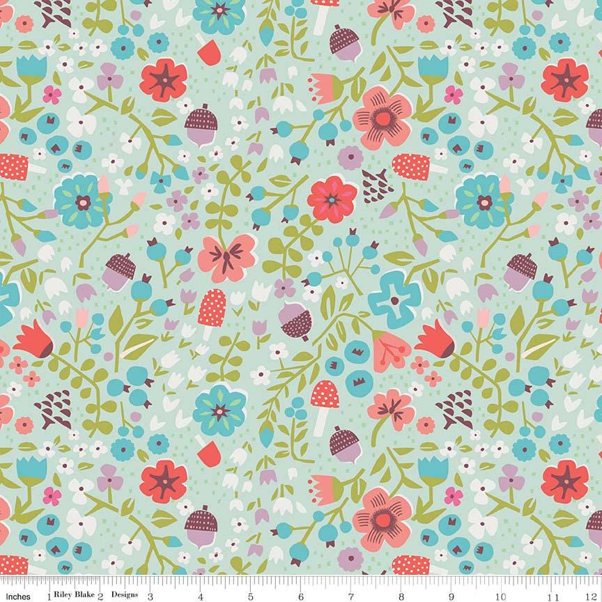 Little Red in the Woods 5" Stacker, Riley Blake 5-8080-42, 5" Precut Pink Mint Blue Little Red Riding Hood Fairy Tale Fabric