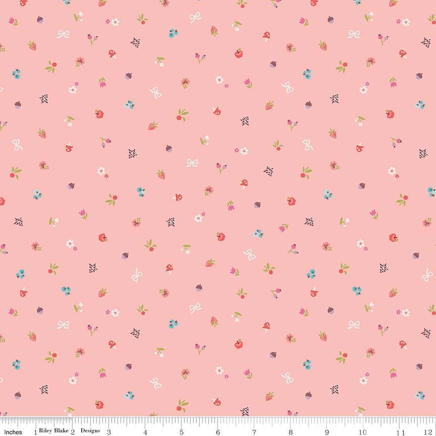 Little Red in the Woods 5" Stacker, Riley Blake 5-8080-42, 5" Precut Pink Mint Blue Little Red Riding Hood Fairy Tale Fabric