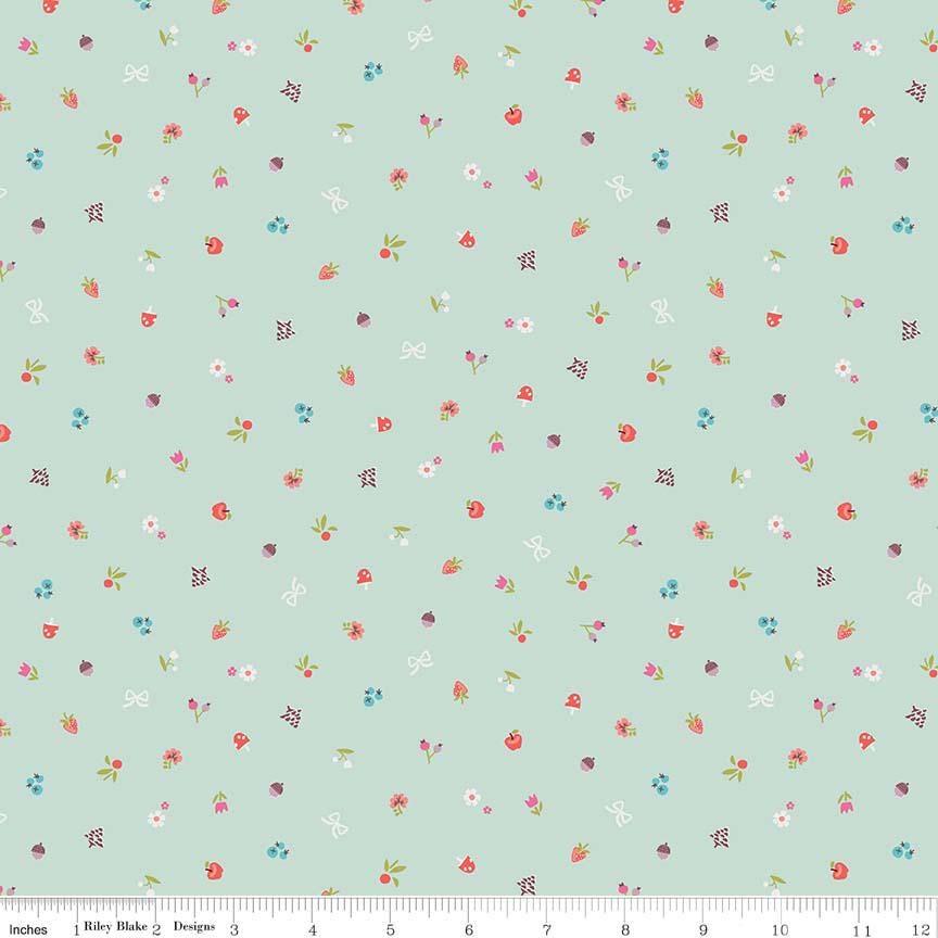 Little Red in the Woods 5" Stacker, Riley Blake 5-8080-42, 5" Precut Pink Mint Blue Little Red Riding Hood Fairy Tale Fabric