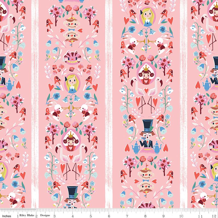 Down the Rabbit Hole 5" Stacker, Riley Blake 5-12940-42, 5" Precut Alice in Wonderland Fairy Tale Charm Pack Fabric Squares, Jill Howarth