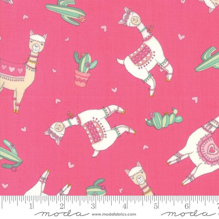 Llama Love 5" Charm Pack OOP, Moda 19920PP, 5" Precut Pink Blue Llama Fabric Squares, Valentine's Day Charm Pack Fabric, Deb Strain