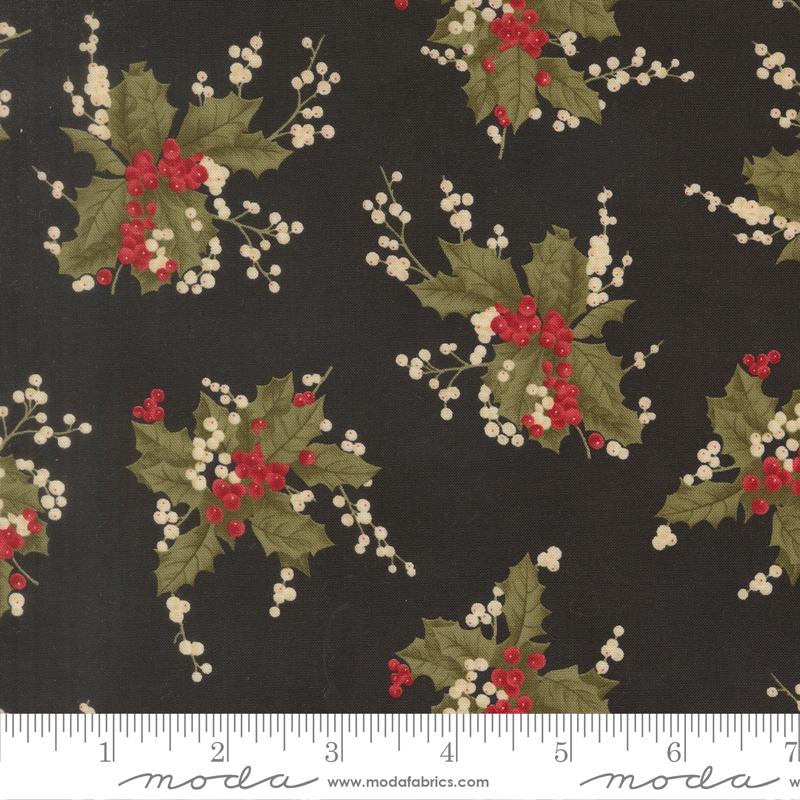 Candlelight Christmas 2.5" Jelly Roll, Moda 44420JR, Precut 2.5" Paisley Floral Red Green Black Cream Christmas Fabric Strips, 3 Sisters