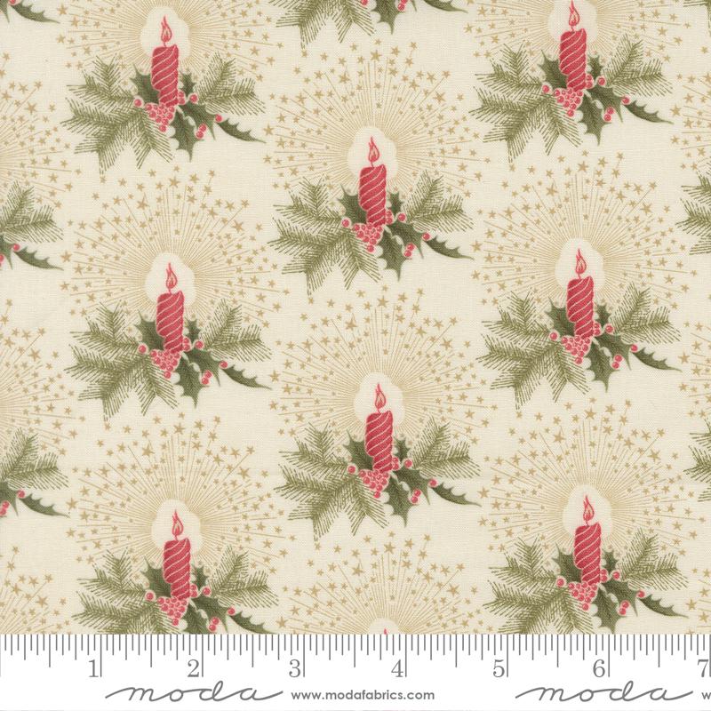 Candlelight Christmas 2.5" Jelly Roll, Moda 44420JR, Precut 2.5" Paisley Floral Red Green Black Cream Christmas Fabric Strips, 3 Sisters