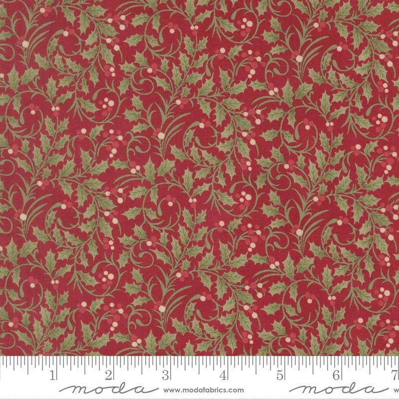 Candlelight Christmas 2.5" Jelly Roll, Moda 44420JR, Precut 2.5" Paisley Floral Red Green Black Cream Christmas Fabric Strips, 3 Sisters
