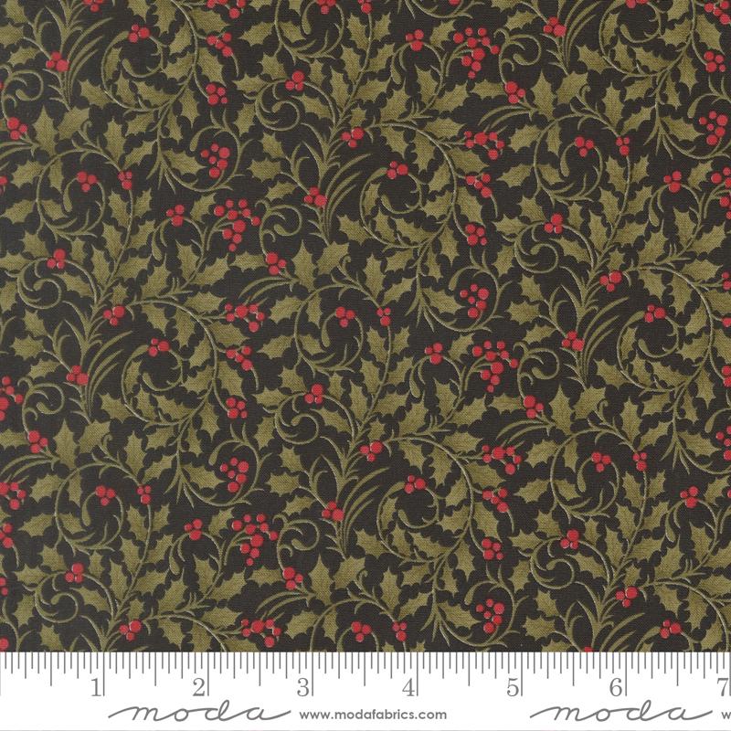 Candlelight Christmas 2.5" Jelly Roll, Moda 44420JR, Precut 2.5" Paisley Floral Red Green Black Cream Christmas Fabric Strips, 3 Sisters