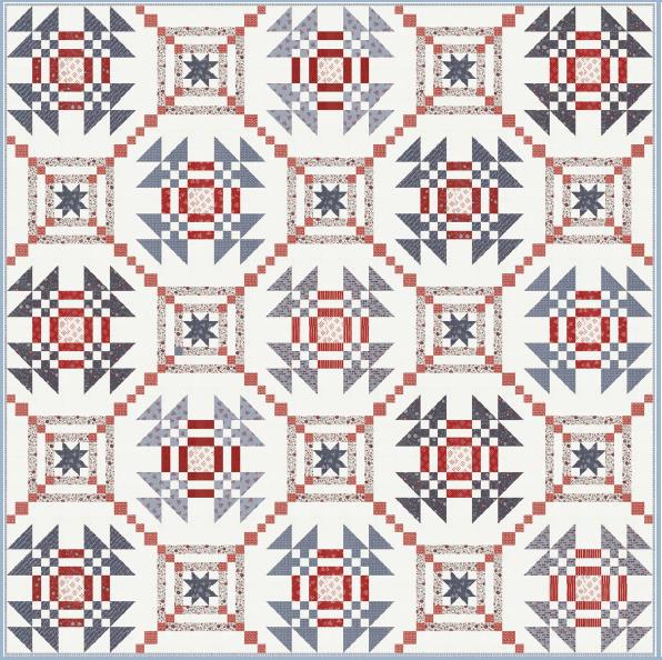 Patriot Dream Quilt Pattern, Wendy Sheppard WS19, Yardage Friendly Stars Nine Patches Square Throw Quilt Pattern