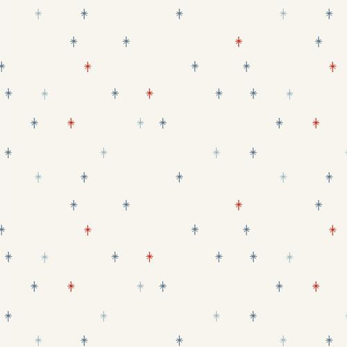 Sparkle Elements - Patriotic Red Blue Sparkle Stars on Cream Ivory Fabric, Art Gallery Fabrics SKE80115, Patriotic Cotton Quilt Fabric, AGF