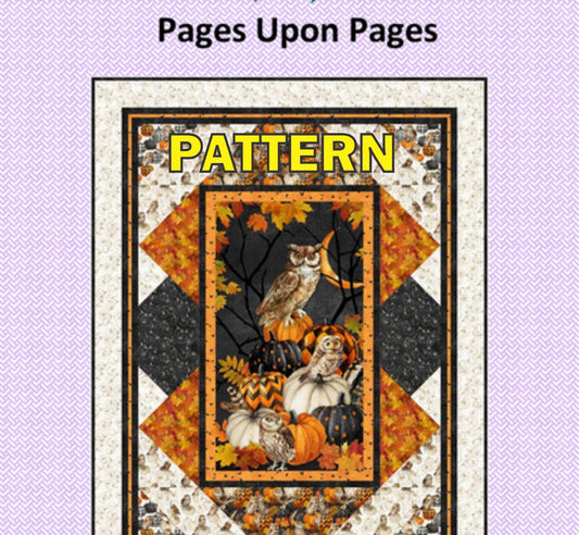 Pages Upon Pages Panel Frame Quilt Pattern, Tourmaline and Thyme PTN3603, 24" Panel Friendly Lap Throw Quilt Pattern