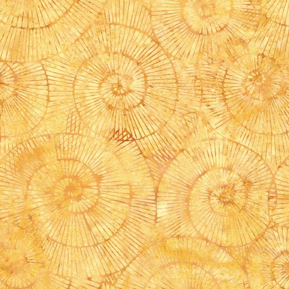 Geode Glow - Tan Brown Batik Fabric, Island Batik 112518230 Fossil Spiral Yellow, Tan Brown Tonal Texture Cotton Quilt Fabric, By the Yard