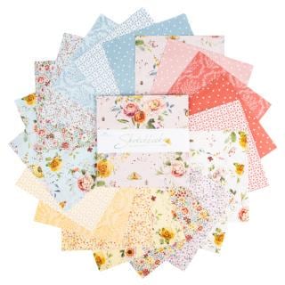 Sketchbook 10" Stacker, Riley Blake 10-17520-42, 10" Precut Pink Blue Yellow Coral Floral Fabric Squares, Lisa Audit