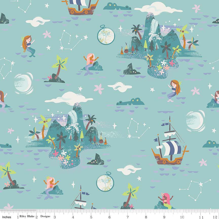 Neverland 5" Stacker OOP, Riley Blake 5-6570-42, 5" Precut Peter Pan Neverland Fairy Tale Fabric Squares, Children's Novelty Fabric, Howarth