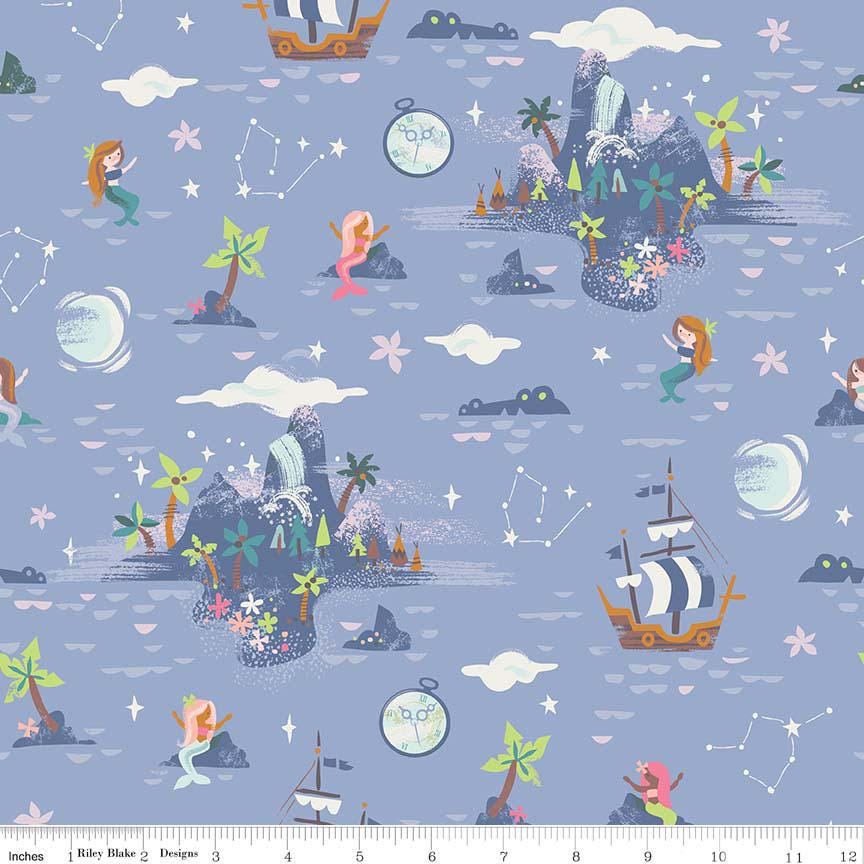 Neverland 5" Stacker OOP, Riley Blake 5-6570-42, 5" Precut Peter Pan Neverland Fairy Tale Fabric Squares, Children's Novelty Fabric, Howarth
