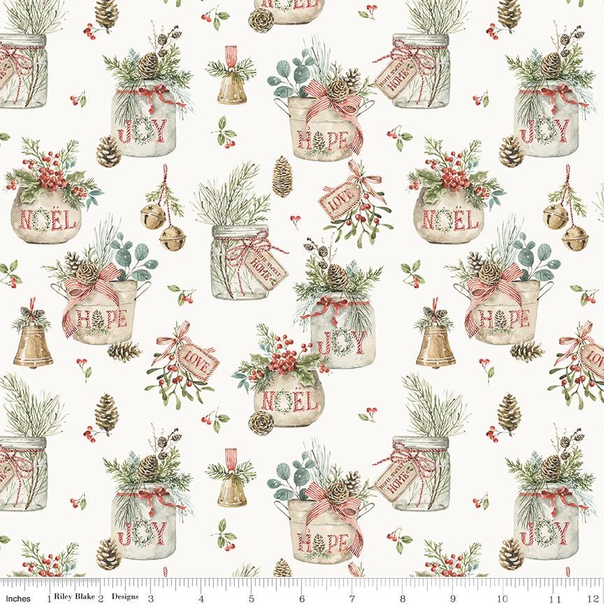 Holiday Spirit 10" Stacker, Riley Blake 10-17460-42, Watercolor Traditional Christmas Xmas Quilt Fabric Squares, Lisa Audit