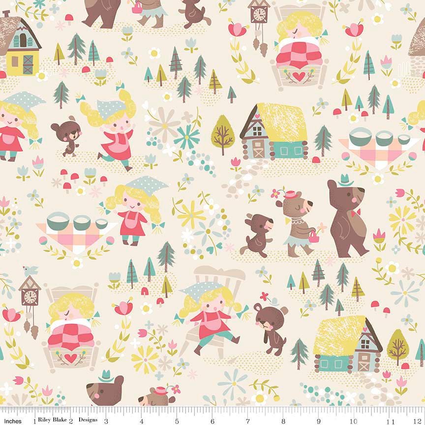Goldilocks Charm Pack OOP, Riley Blake 5-5710-42, 5" Precut Goldilocks Three Bears Fairy Tale Fabric Squares, Juvenile Kids Fabric, Howarth