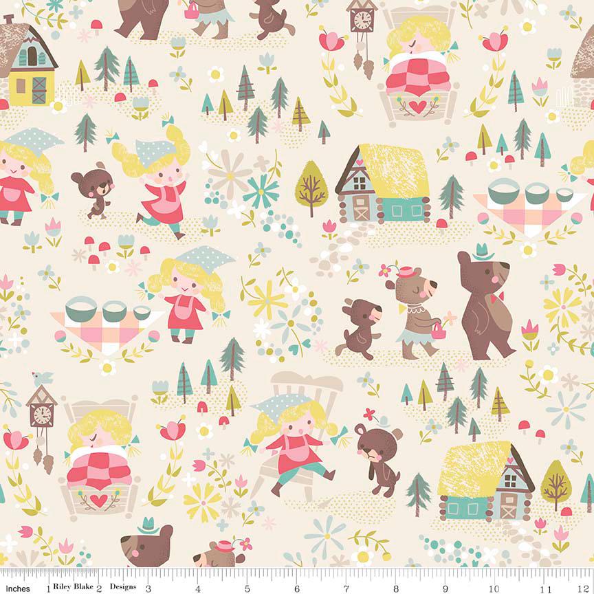 Goldilocks Charm Pack OOP, Riley Blake 5-5710-42, 5" Precut Goldilocks Three Bears Fairy Tale Fabric Squares, Juvenile Kids Fabric, Howarth