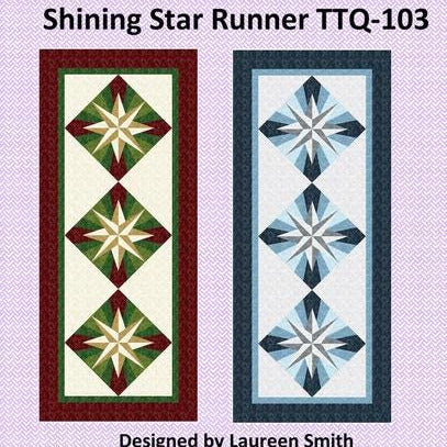 Shining Star Table or Bed Runner Quilt Pattern, Tourmaline and Thyme TTQ103, Christmas Xmas Table Runner Topper Placemats Pattern