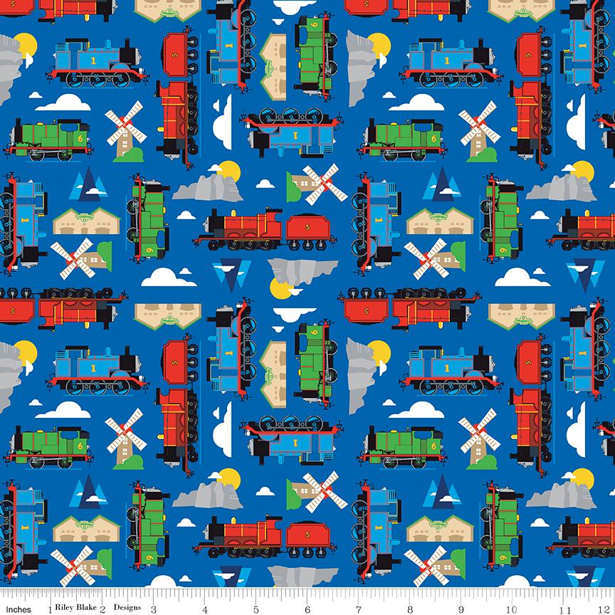 Thomas and Friends All Aboard 18 Fat Quarter Bundle, Riley Blake FQ-11000-18, Precut 18 x 22 Thomas Tank Engine Fabric Bundle