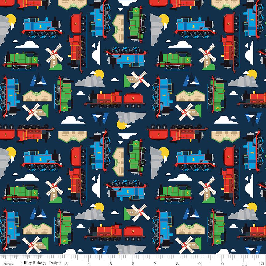 Thomas and Friends All Aboard 18 Fat Quarter Bundle, Riley Blake FQ-11000-18, Precut 18 x 22 Thomas Tank Engine Fabric Bundle