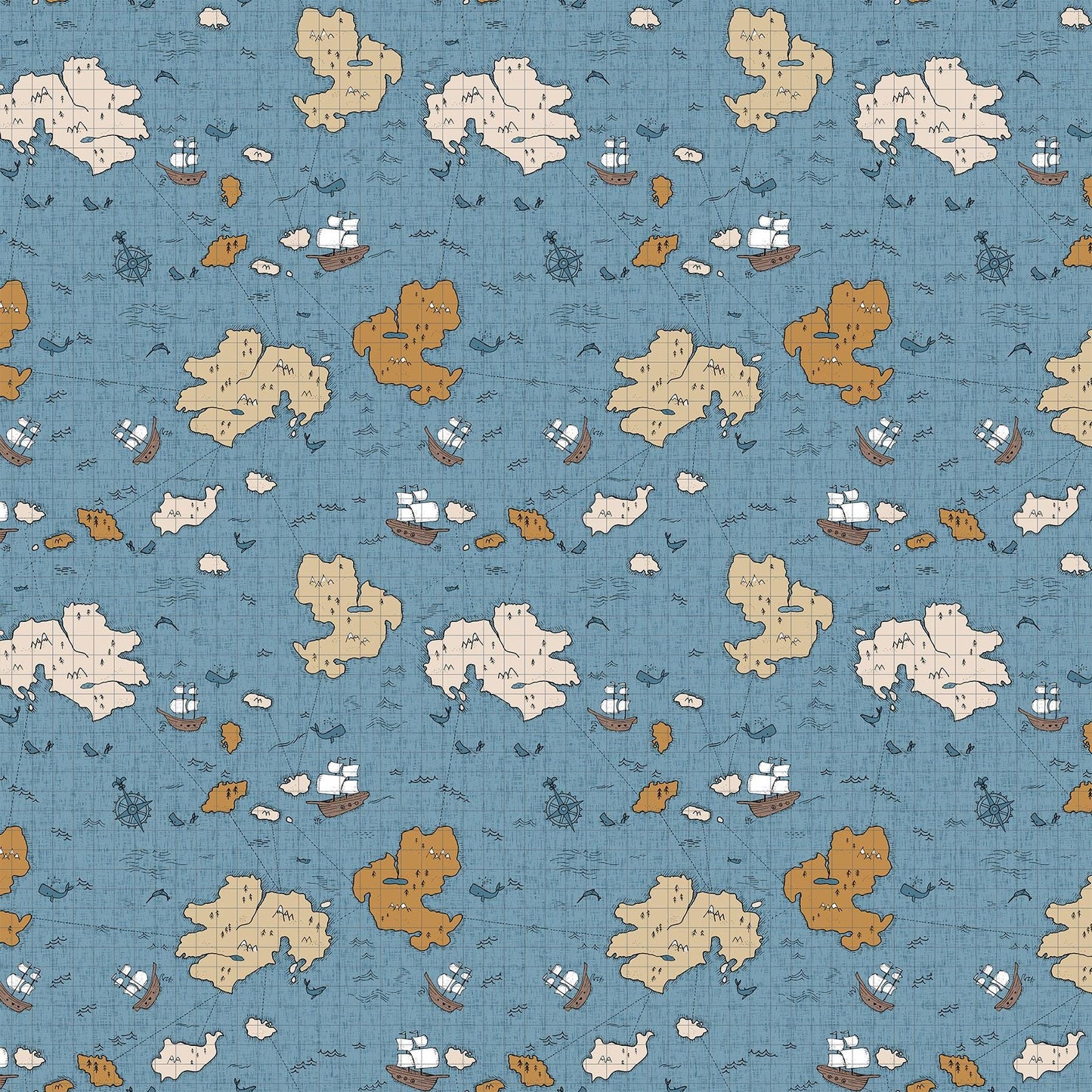 Calm Waters 12 Piece Fat Quarter Bundle, Figo FQCALMW12-10, Brown Blue Gray Whale Nautical Ocean Quilt Fabric, 18 x 22 Fabric Cuts