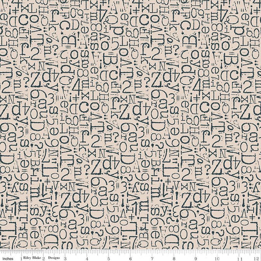 108" TYPE/ography - 3 Yard Cut of Black Letters on Cream Quilt Back Fabric, Riley Blake 3YD-WB16852-Blackboard, Black Cream Wide Back