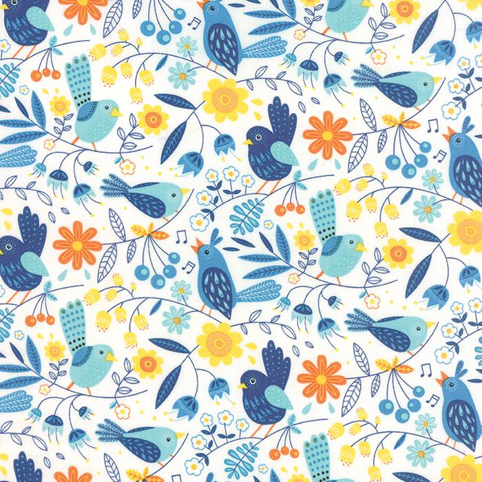 On the Wing OOP Charm Pack Fabric, Moda 35260PP, 5" Precut Quilt Floral Butterfly Birds Juvenile Fabric Squares, Abi Hall