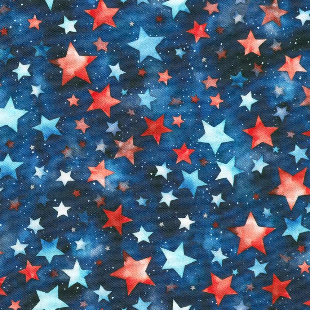 Stars and Stripes 14 Fat Quarter Bundle, Robert Kaufman FQ-2279-14, Modern Bright Christmas Xmas Fabric, 18" x 22" Fat Quarter Yard Cuts