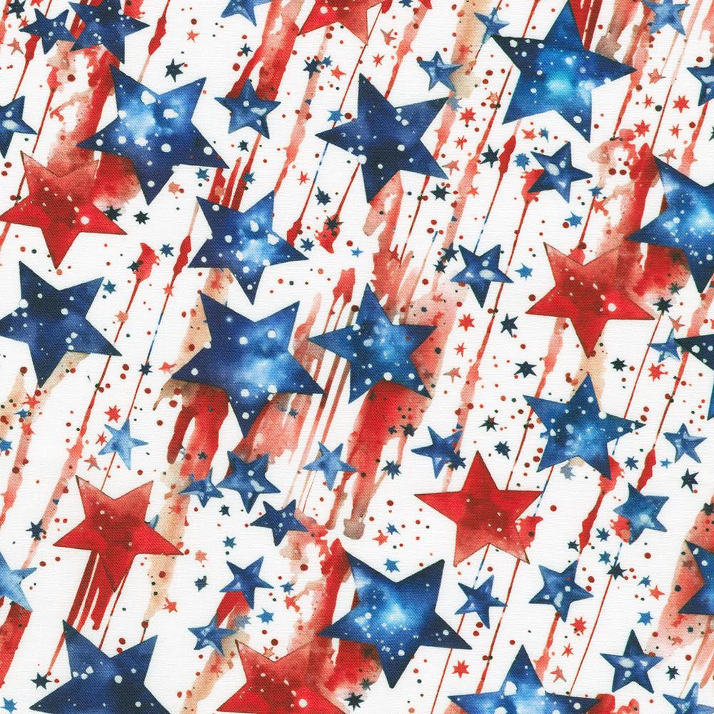 Stars and Stripes 14 Fat Quarter Bundle, Robert Kaufman FQ-2279-14, Modern Bright Christmas Xmas Fabric, 18" x 22" Fat Quarter Yard Cuts