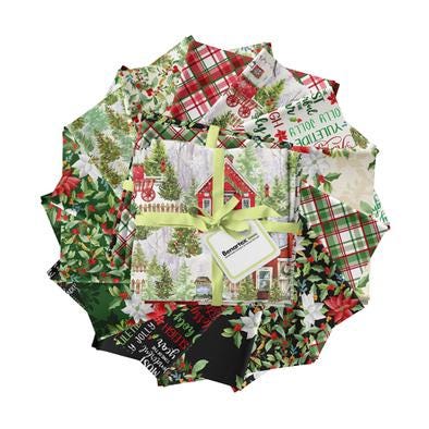 Heartland Holiday 14 Piece Fat Quarter Bundle, Benartex FQHLHPK, Traditional Christmas Xmas Fabric Bundle, Nicole DeCamp