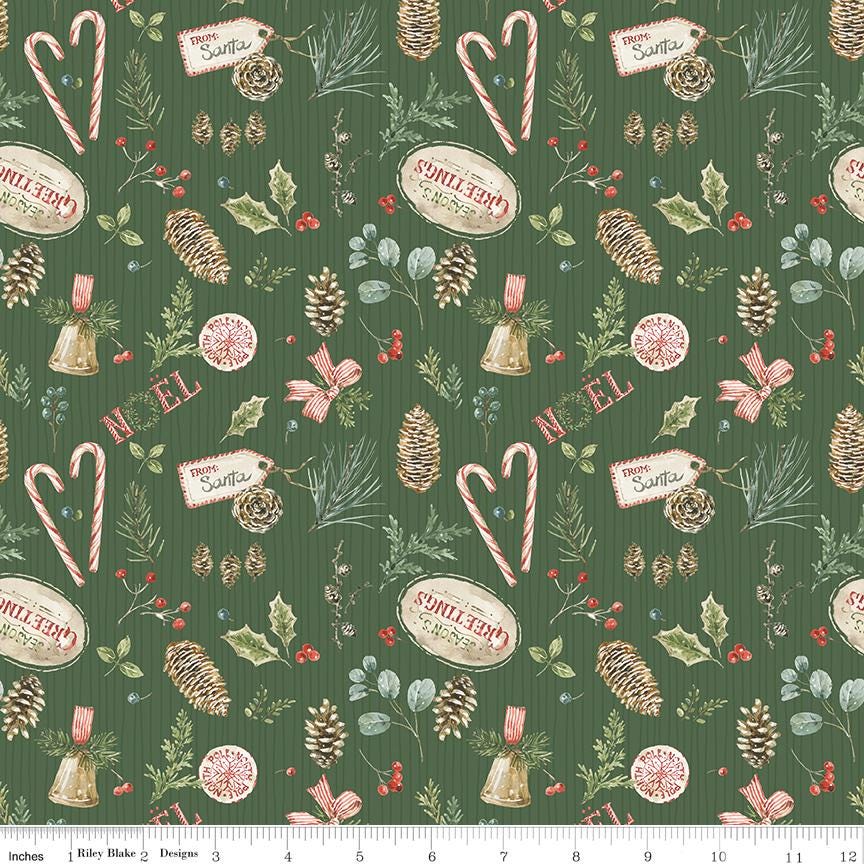 Holiday Spirit 5" Stacker, Riley Blake 5-17460-42, 5" Precut Traditional Christmas Xmas Charm Pack Fabric Squares, Lisa Audit