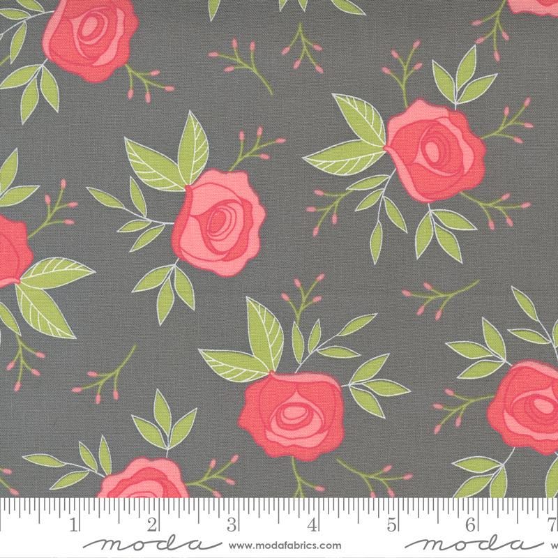 Beautiful Day Charm Pack OOP, Moda 29130PP, 5" Precut Red Pink Green Gray Floral Fabric Squares, Corey Yoder