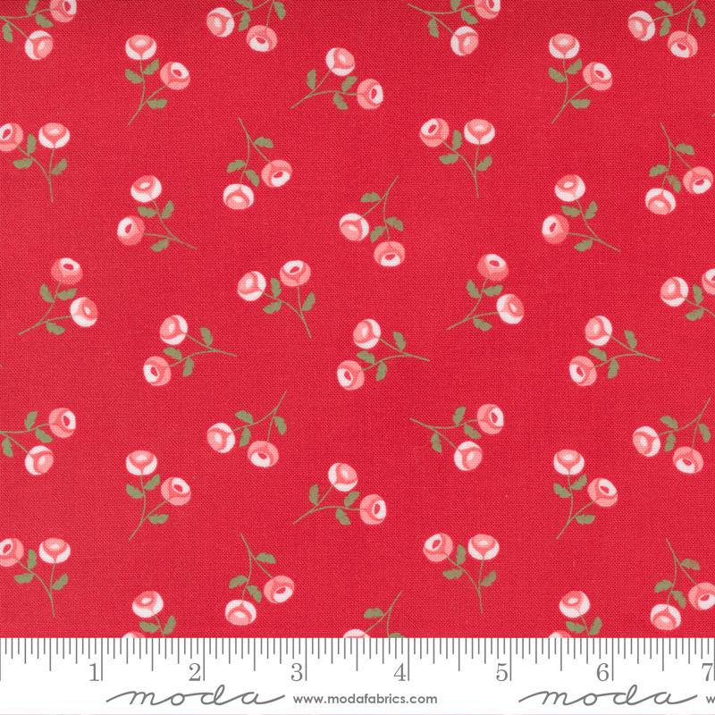 Beautiful Day Charm Pack OOP, Moda 29130PP, 5" Precut Red Pink Green Gray Floral Fabric Squares, Corey Yoder