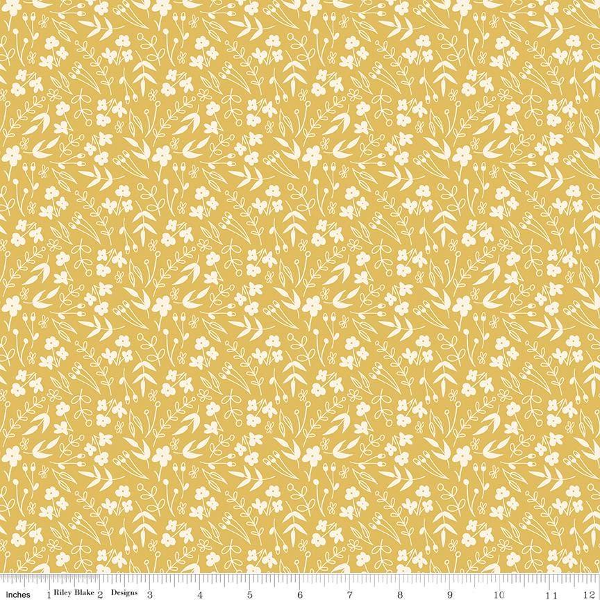 Daybreak 5" OOP Stacker, Riley Blake 5-11620-42, 5" Precut Pink Yellow Blue Floral Bee Charm Pack Fabric Squares, Cotton and Joy