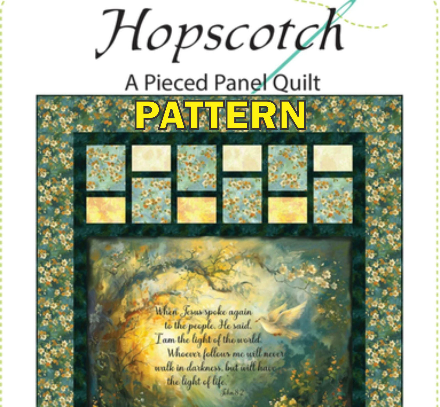 Hopscotch Panel Frame Quilt PATTERN, Quilting Renditions QR1132, Horizontal Fabric Panel Friendly Throw Quilt Pattern