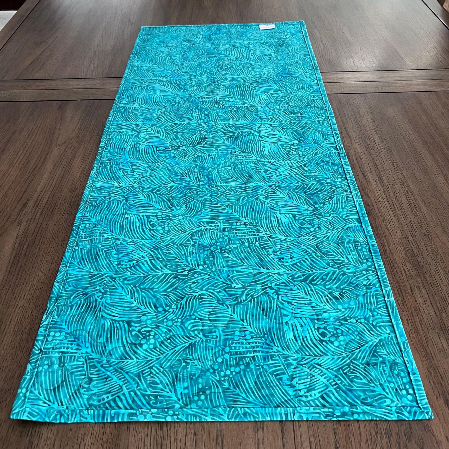 Teal Rust Purple Batik Chevron Quilted Table Runner, 16.5" x 40", Handmade Batik Chevron Table Runner Quilt