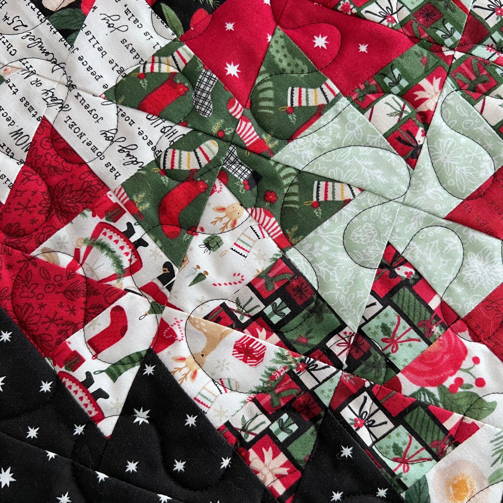 Christmas Quilted Table Runner, 18.5" x 37", Handmade Charming Christmas Twister Table Runner Quilt