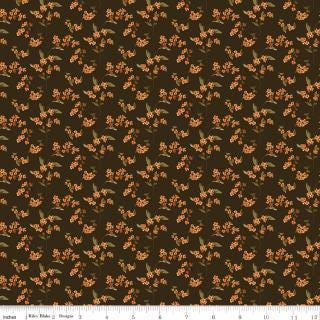 Bountiful - Autumn Fall Flowers on Brown Fabric, Riley Blake C17865-Mocha, Autumn Fall Floral Cotton Fabric, Sandy Gervais