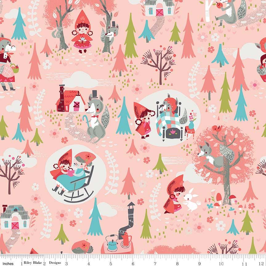 Little Red in the Woods 5" Stacker, Riley Blake 5-8080-42, 5" Precut Pink Mint Blue Little Red Riding Hood Fairy Tale Fabric