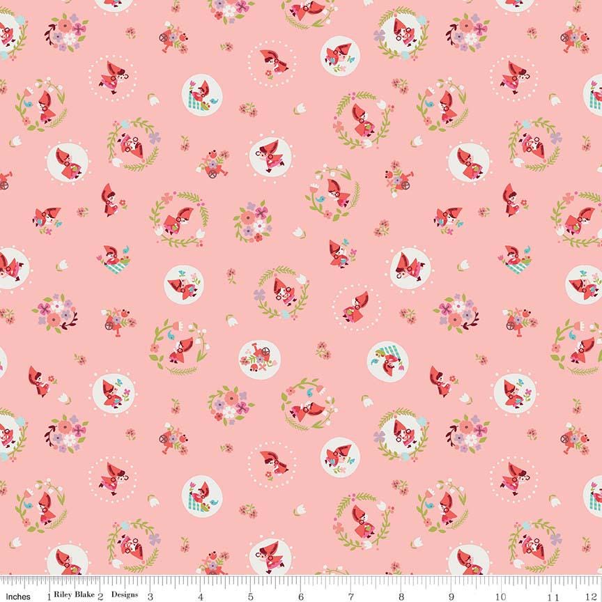 Little Red in the Woods 5" Stacker, Riley Blake 5-8080-42, 5" Precut Pink Mint Blue Little Red Riding Hood Fairy Tale Fabric