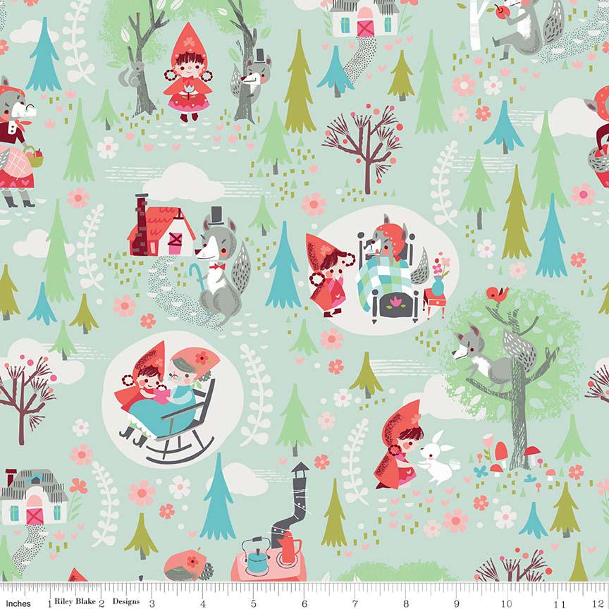 Little Red in the Woods 5" Stacker, Riley Blake 5-8080-42, 5" Precut Pink Mint Blue Little Red Riding Hood Fairy Tale Fabric