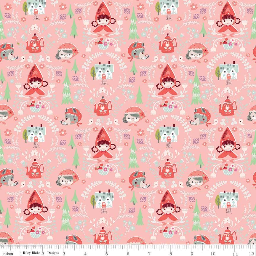 Little Red in the Woods 5" Stacker, Riley Blake 5-8080-42, 5" Precut Pink Mint Blue Little Red Riding Hood Fairy Tale Fabric
