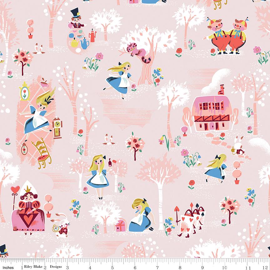 Down the Rabbit Hole 5" Stacker, Riley Blake 5-12940-42, 5" Precut Alice in Wonderland Fairy Tale Charm Pack Fabric Squares, Jill Howarth