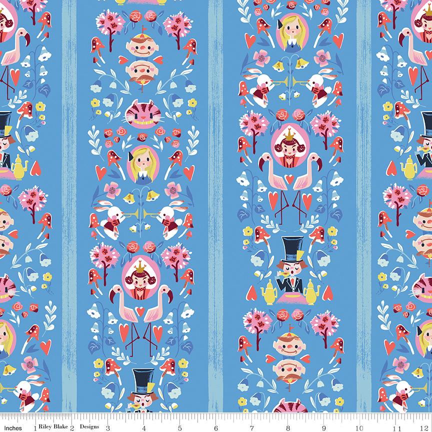 Down the Rabbit Hole 5" Stacker, Riley Blake 5-12940-42, 5" Precut Alice in Wonderland Fairy Tale Charm Pack Fabric Squares, Jill Howarth